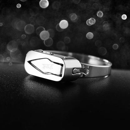 Stainless Steel Self-Defense Ring with Hidden Blade Adjustable Mini Knife Ring