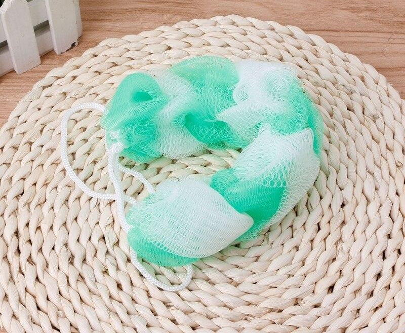 2PCs Wash Brush Bath Back Hanging Mesh Shower Sponge Soft Exfoliating