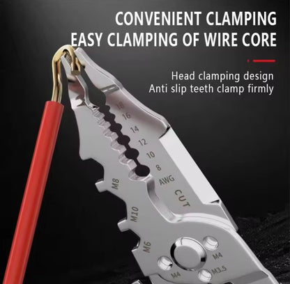 Multi-Function Wire Stripper and Cutter 10-in-1 Electrical Tool with Wire Cutting,