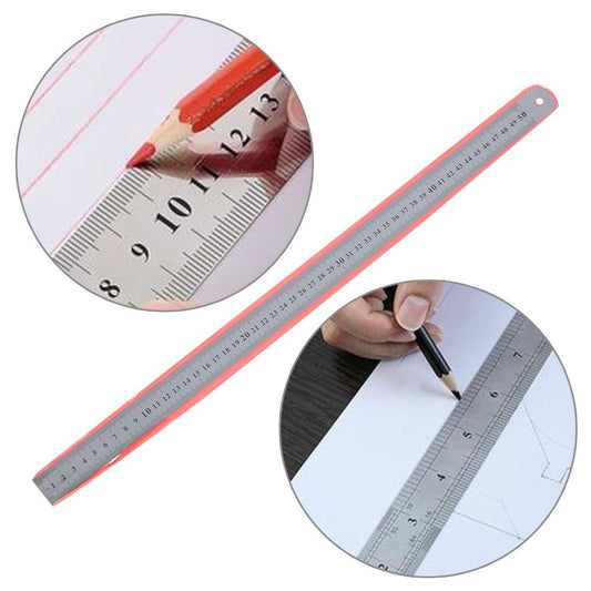 Stainless Steel 12-Inch Ruler Silver Tone, Durable and Precise Measuring Tool
