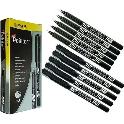 Pointer Fineliner Pens 0.3mm Pack of 10 Black Ink for Precision - CheckNpays