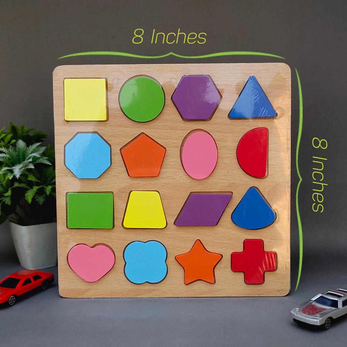 Colorful Geometric Shapes Wooden Cognitive Board Puzzle Educational Learning Toy for - CheckNpays