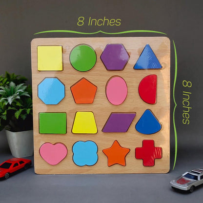 Colorful Geometric Shapes Wooden Cognitive Board Puzzle Educational Learning Toy for - CheckNpays