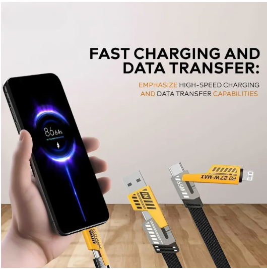 4 in 1 Data Cable Pack of 2 USB-C &amp; Lightning - CheckNpays
