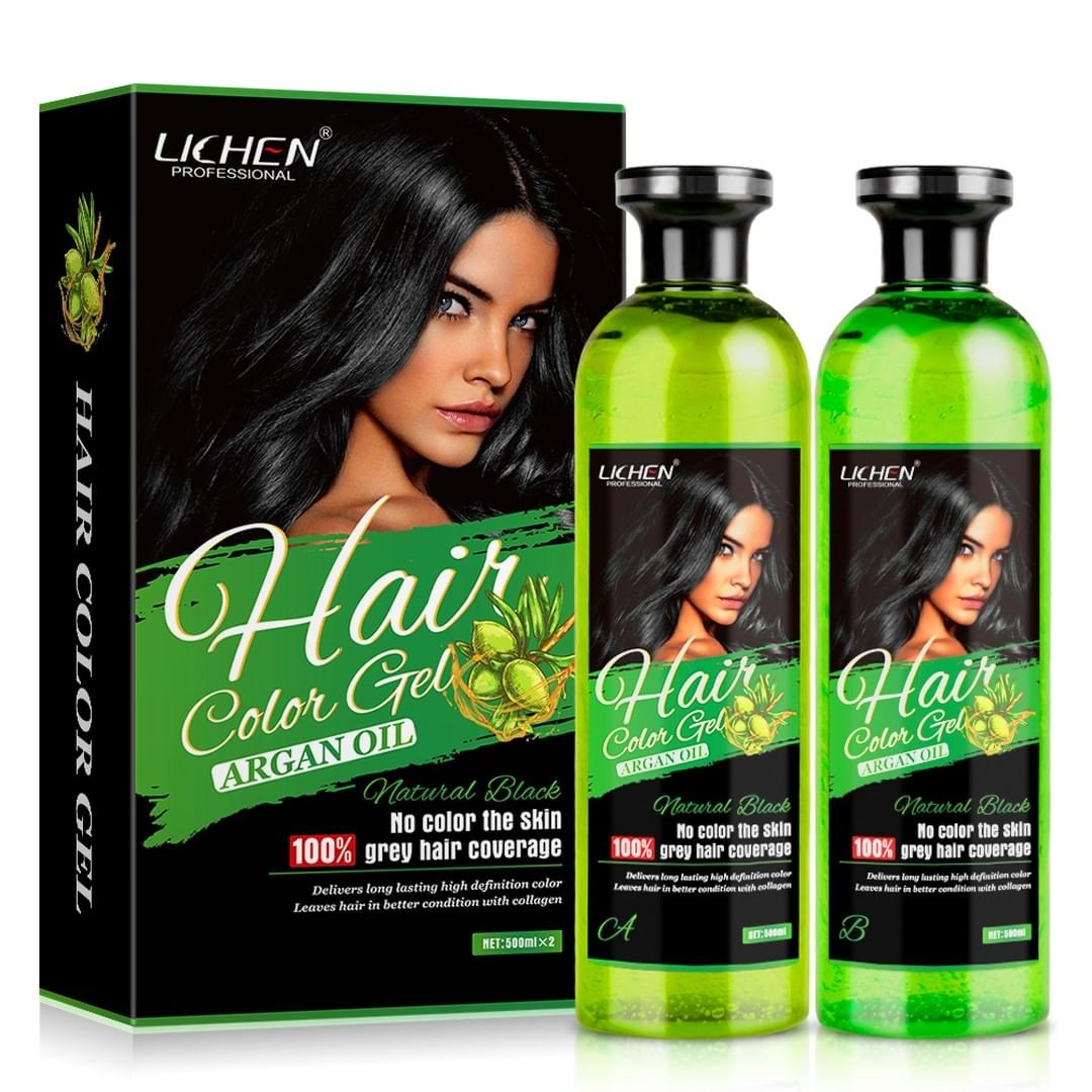 Lichen Professional Hair Color Gel 500ML Rich, Long-Lasting Black &amp; - CheckNpays