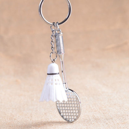 01 PCs Metal Badminton Racket &amp; Ball Keychain Stylish Keyring Gift