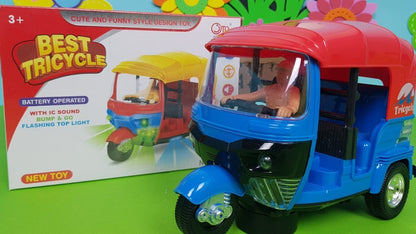 Musical Electric Tricycle Rickshaw Toy for Kids Battery Operated with Front