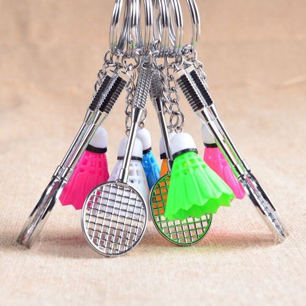 01 PCs Metal Badminton Racket &amp; Ball Keychain Stylish Keyring Gift