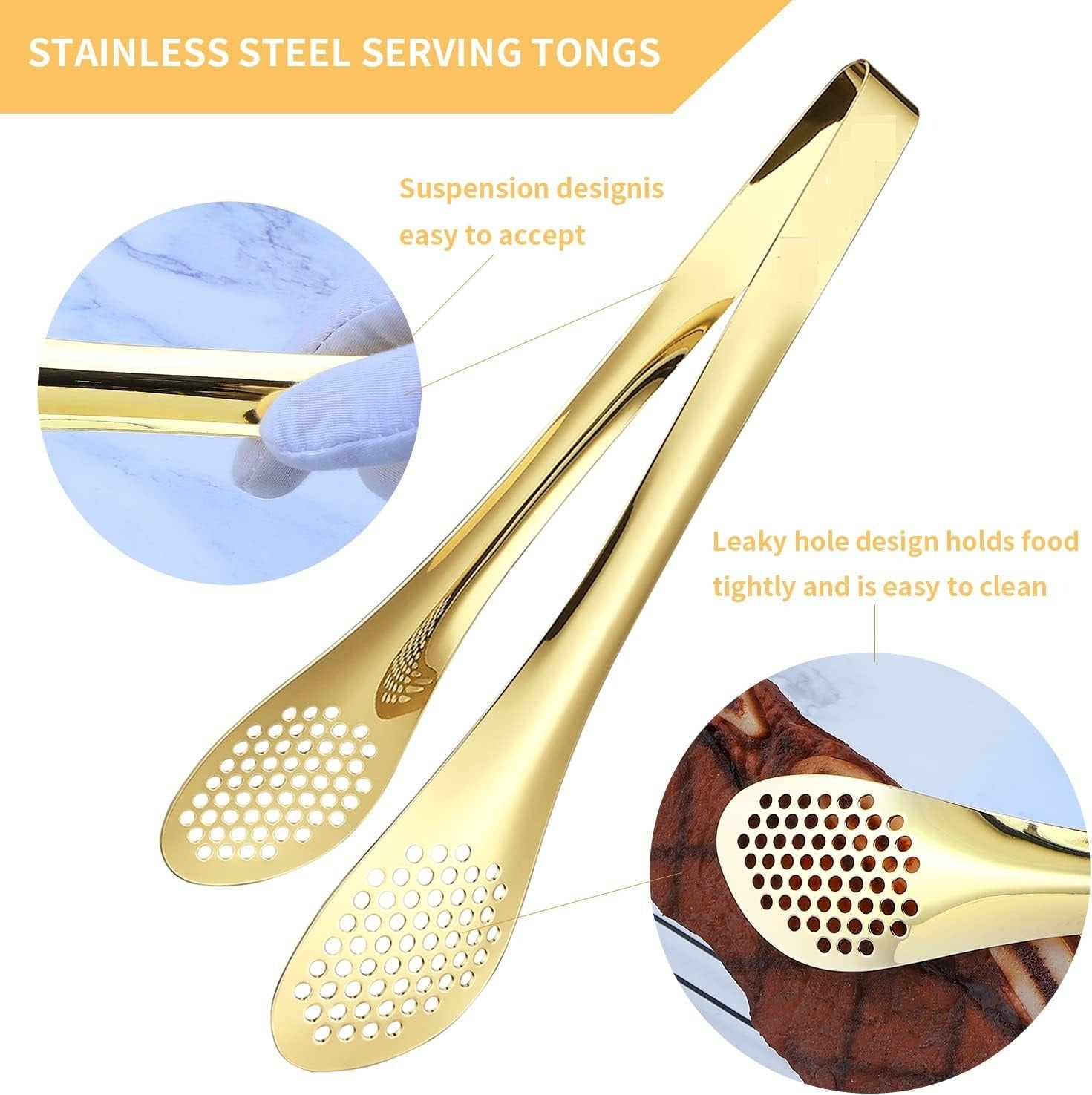 Mini Stainless Steel Food Serving Tong 6 Inch Strainer Tong with - CheckNpays