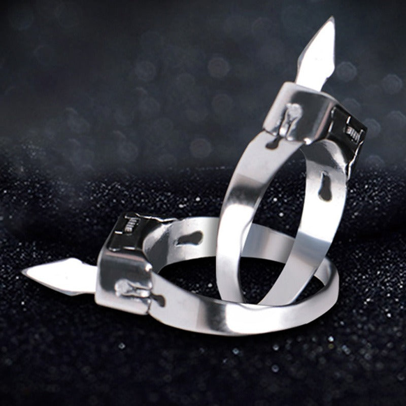 Stainless Steel Self-Defense Ring with Hidden Blade Adjustable Mini Knife Ring