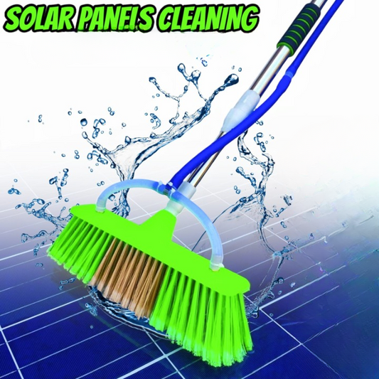 6ft Extendable  Steel Solar Panel Cleaning Brush with Water Flow System Long