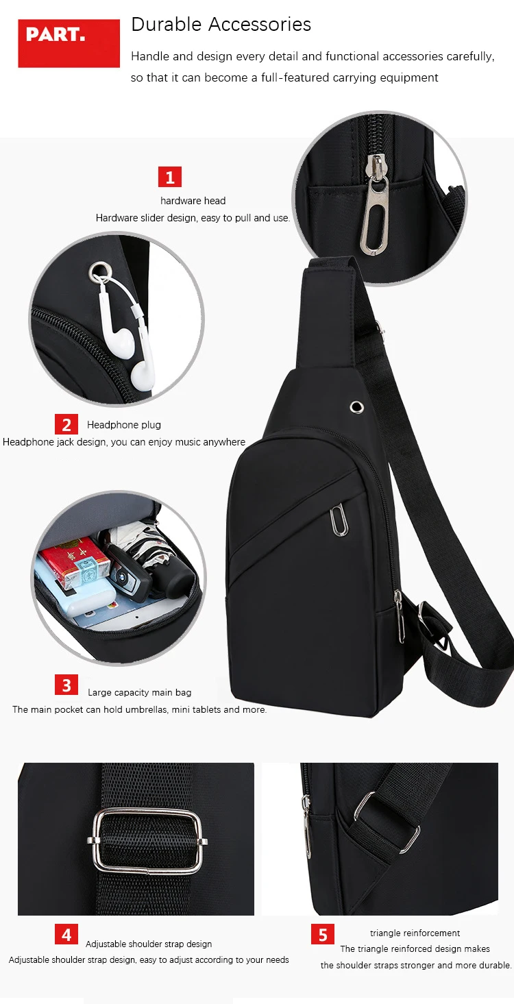 Minimalist Black Crossbody Sling Bag Lightweight &amp; Stylish Travel Chest Pack