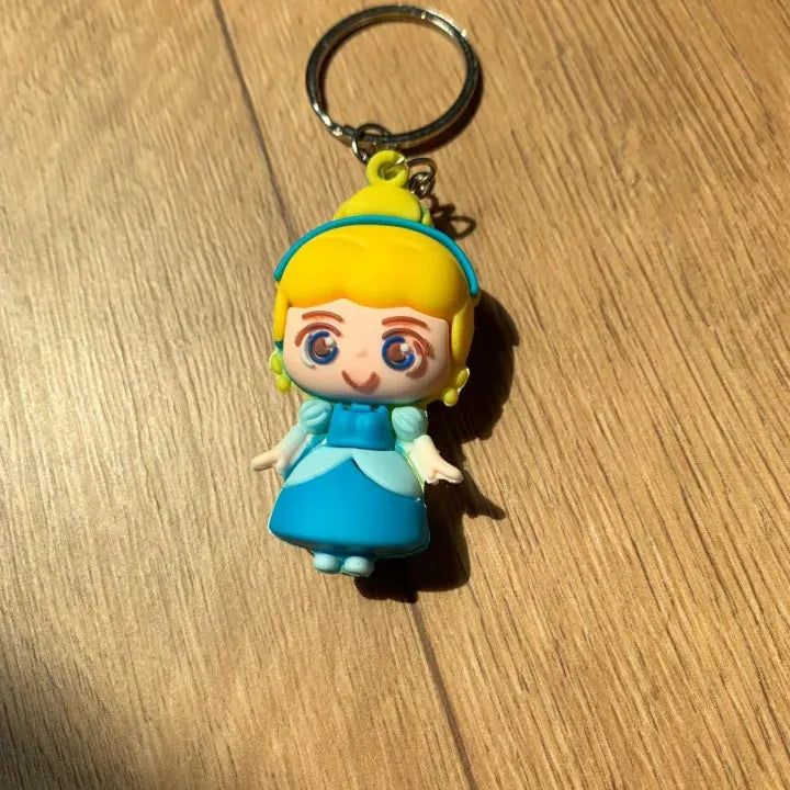 01 PCs Disney Princess Anime Figure Key-Chain Cute Soft Rubber Bag