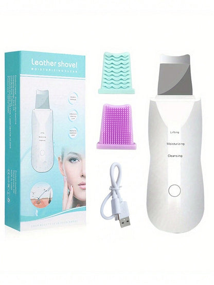 Rechargeable Ultrasonic Skin Scrubber Deep Cleansing Facial Spatula &amp; Blackhead Remover