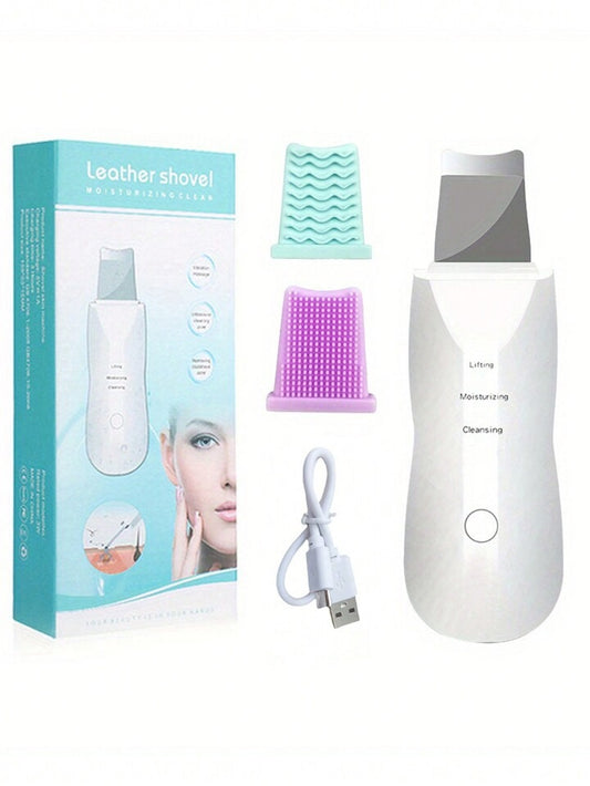 Rechargeable Ultrasonic Skin Scrubber Deep Cleansing Facial Spatula &amp; Blackhead Remover