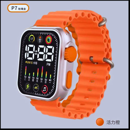 Salicon Digital Display Strap Watch Available in Orange &amp; Gray Stylish