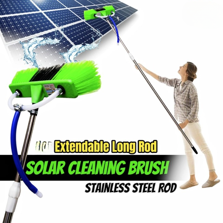 6ft Extendable  Steel Solar Panel Cleaning Brush with Water Flow System Long