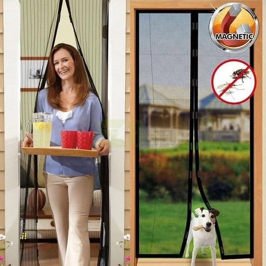 Hands-Free Retractable Magic Mesh Screen Door Magnetic Closure, Easy Install, Keeps - CheckNpays