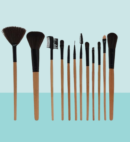12-Piece Professional Makeup Brush Set with Roll-Up Pouch Soft Bristles &amp;