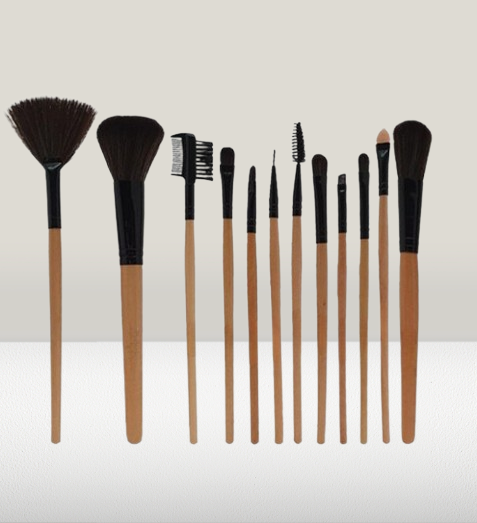 12-Piece Professional Makeup Brush Set with Roll-Up Pouch Soft Bristles &amp;