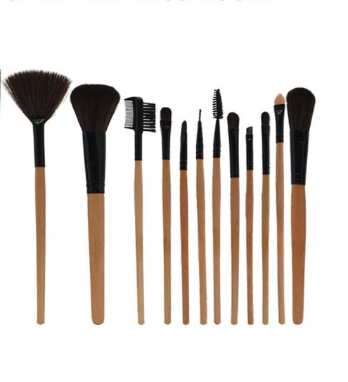 12-Piece Professional Makeup Brush Set with Roll-Up Pouch Soft Bristles &amp;