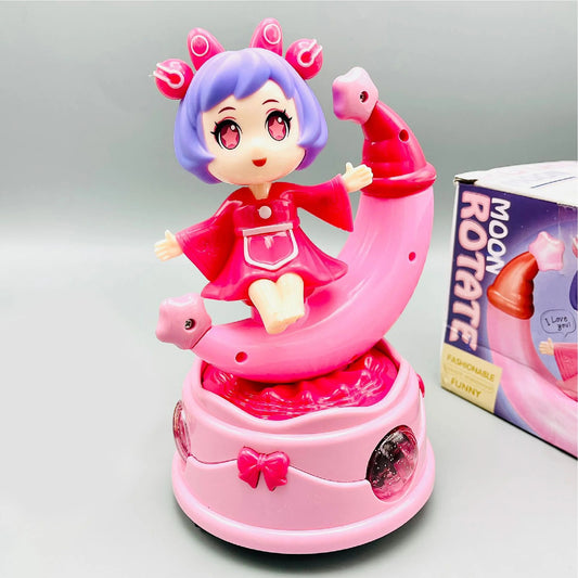 Rotating Moon Doll Toy With LED Lights &amp; Music Adorable Crescent