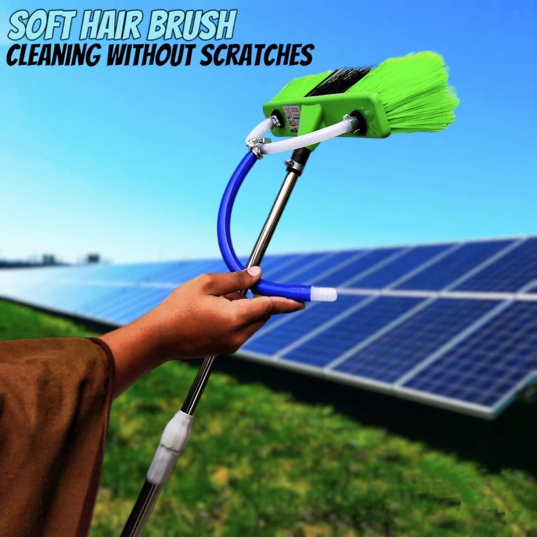 6ft Extendable  Steel Solar Panel Cleaning Brush with Water Flow System Long