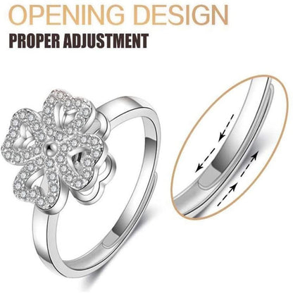 Lucky Four-Leaf Clover Rotating Anxiety Ring Spinner Fidget Ring for Stress