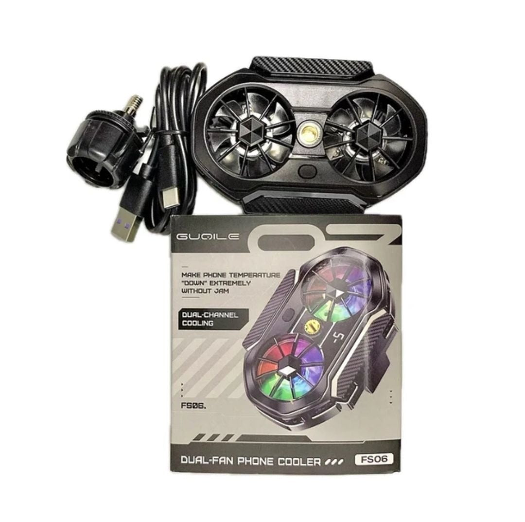 FS06 Semiconductor Cooling Mobile Phone Cooler Radiator Dual Fans Digital Display for