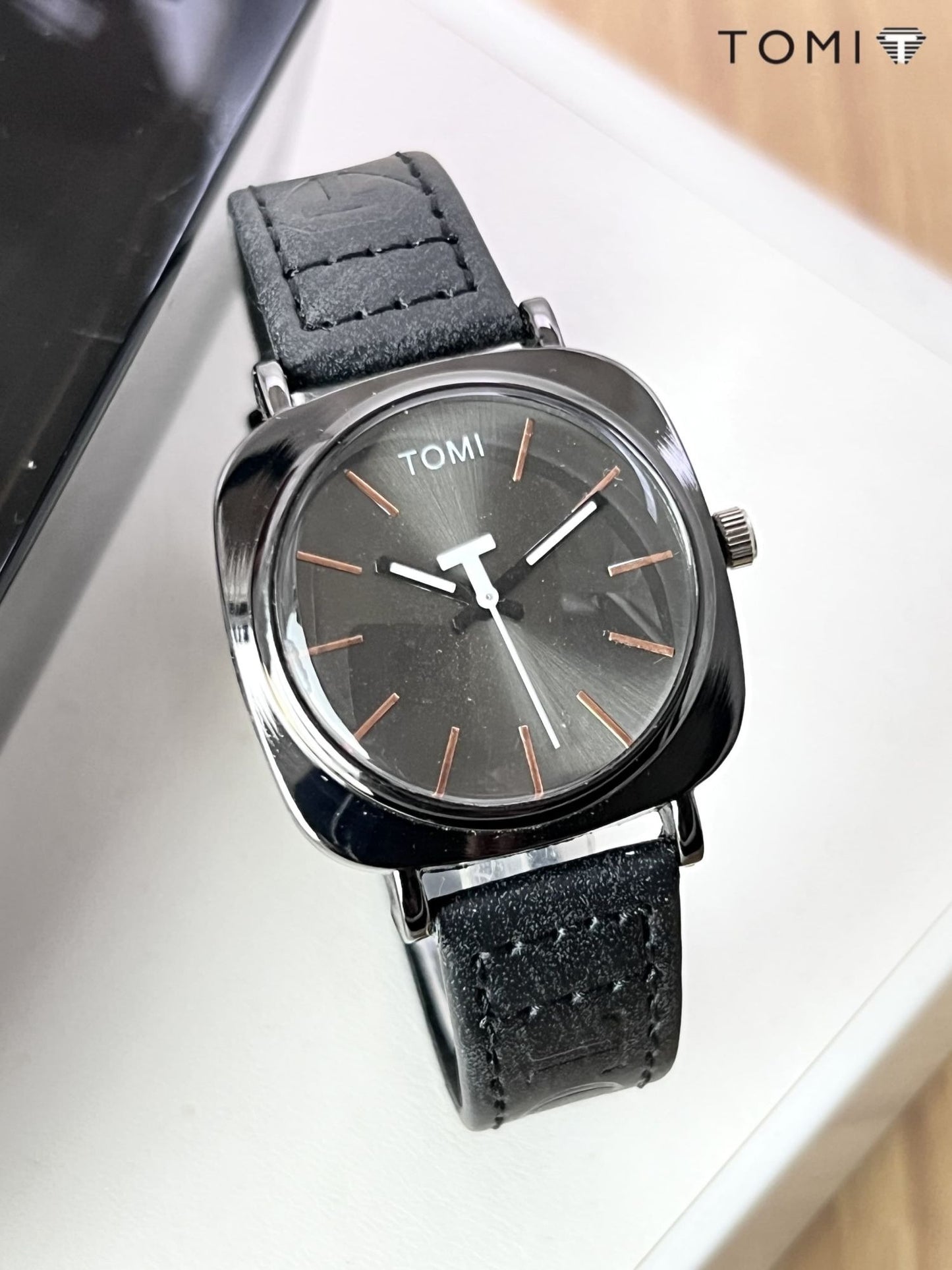 TOMI Original Leather Strap Watch Waterproof | Box Included | Elegant - CheckNpays