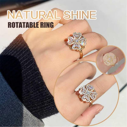 Lucky Four-Leaf Clover Rotating Anxiety Ring Spinner Fidget Ring for Stress