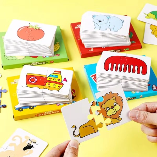 32 PCs - Montessori Toddler Card Matching Education Puzzle Toy Cartoon Jigsaw