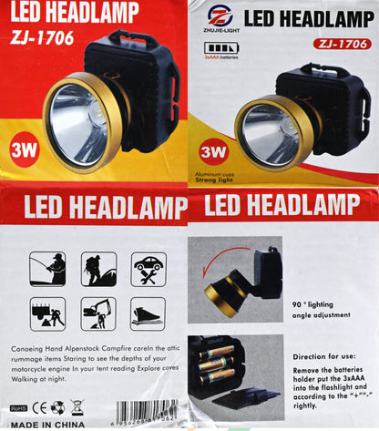 LED Head Lamp with 90° Degree Lighting angle adjustment For Fishing, Hunting,