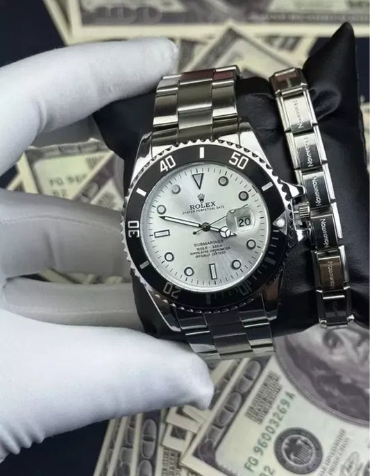 Rolex Men's Formal Quartz Wrist Watch with Stainless Steel Strap ( With