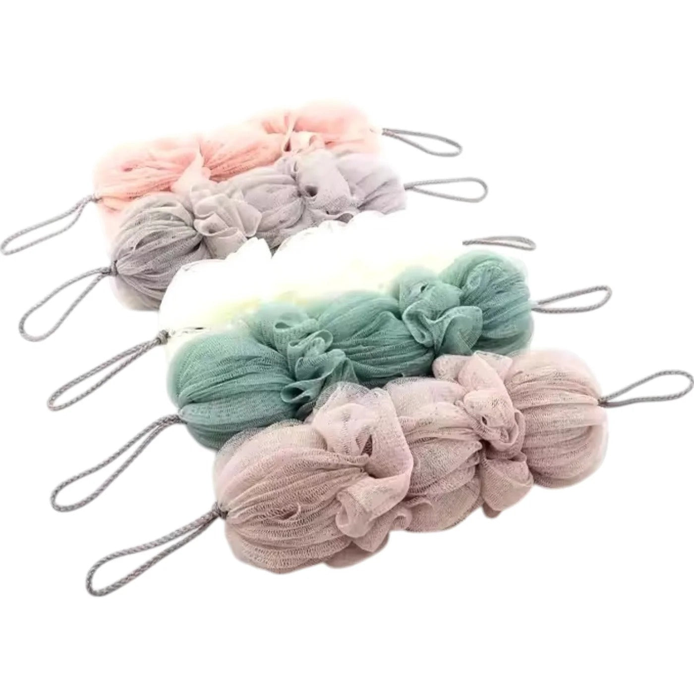 Premium Exfoliating Loofah Sponge Long Handle Shower Pouf for Body &amp;