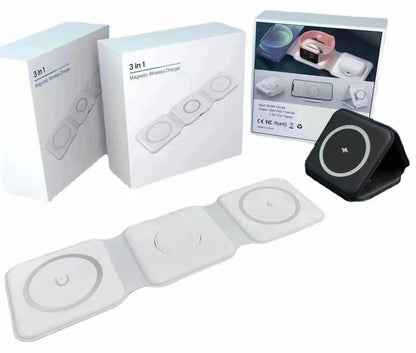 15W 3 in 1 Magnetic Wireless Charger Phone Induction Fast Charging Stand