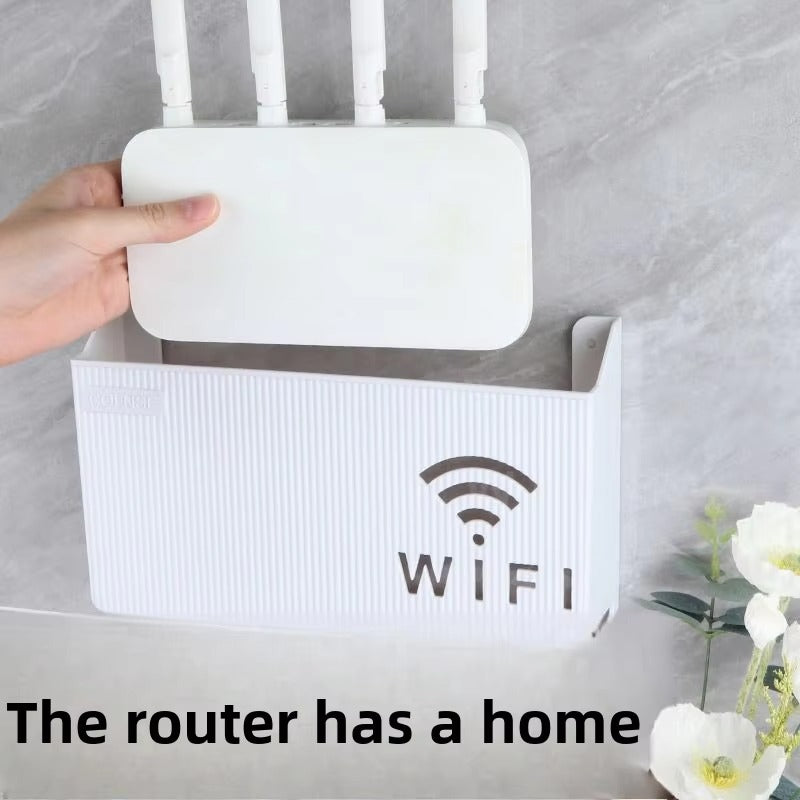 WiFi Router Shelf &amp; Cable Organizer Wall-Mount ABS Plastic Storage Box