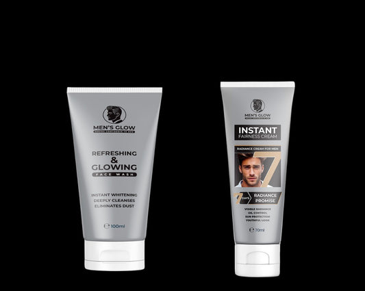 Men's Glow Facewash Bundle Facewash + Whitening Cream Combo Set