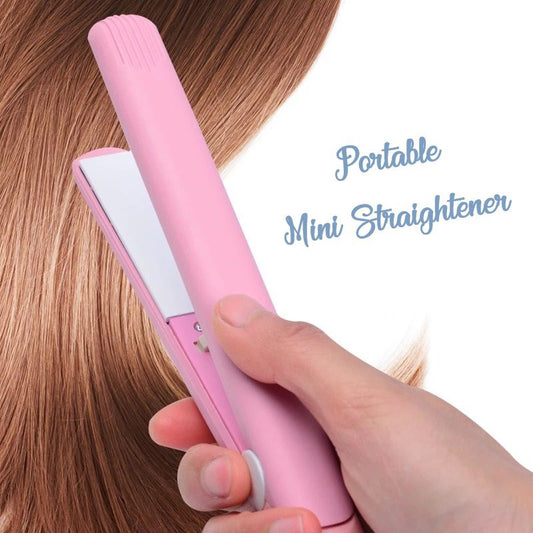 Mini Hair Straightener &amp; Curler Dual Voltage 100-240V, 180°C Thermostatic Aluminum