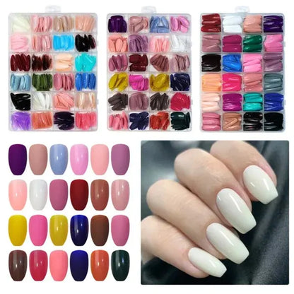 576 pcs nails with box ,Reusable Artificial nails, 24 different colours, beautiful