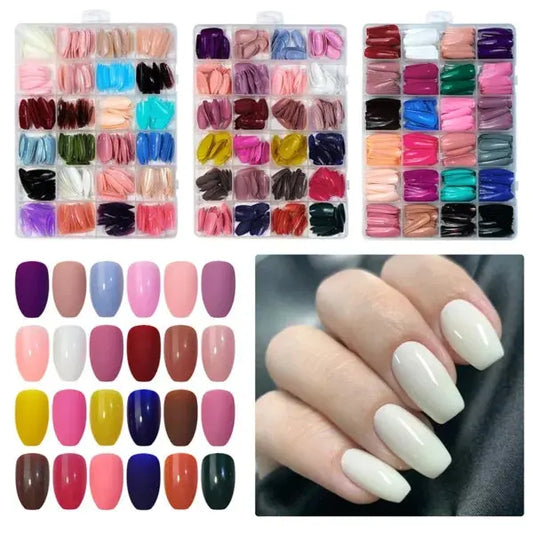 576 pcs nails with box ,Reusable Artificial nails, 24 different colours, beautiful