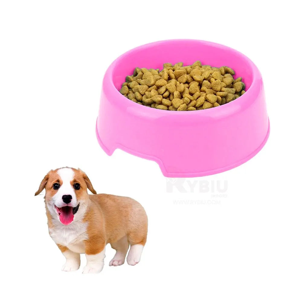 round Shaped food bowl Pet Plastic food bowl (Random Color)