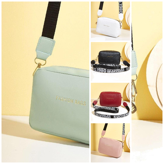 PU Leather Wide Strap Crossbody Bag Simple Style Small Shoulder Bags