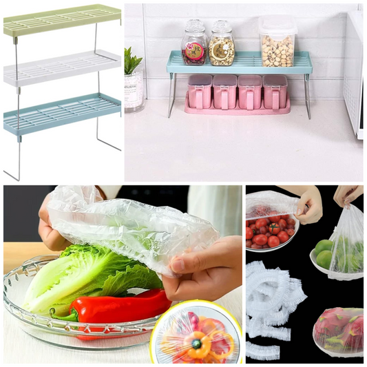 ( 2 in 1 ) stack- up shelf and disposible food