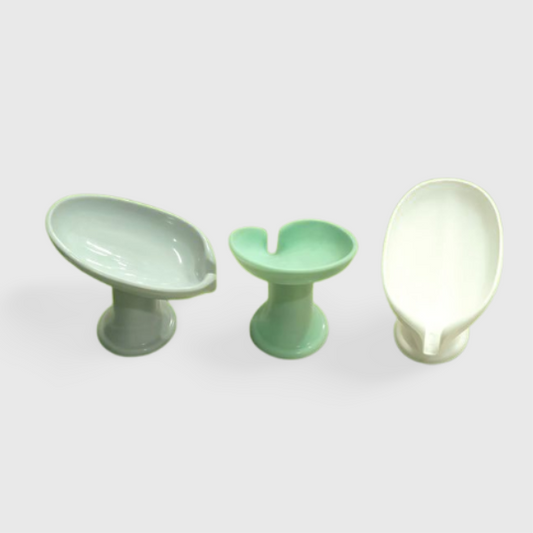 Ceramic Soap Holder with Drain Elevated Design Bathroom Sink Dish for