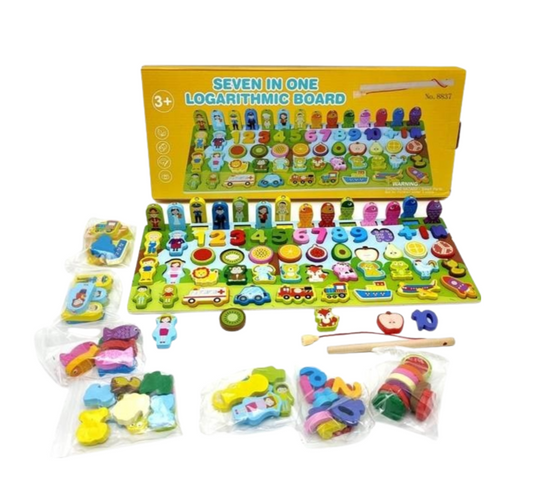 7-in-1 Logarithmic Board Educational Toy for Kids Montessori Wooden Learning Puzzle