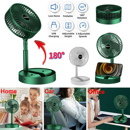 Portable Rechargeable Telescopic Folding Fan | USB Foldable | Table Desk Fan