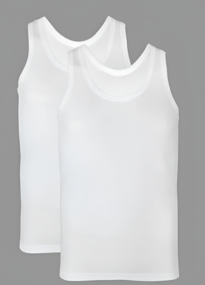 Pack of 2 Men under garment White banyan Round Neck Sleeveless Plain/Solid