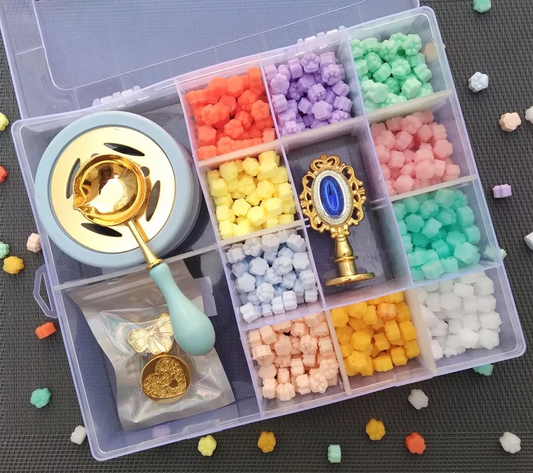 Wax Set With 3 Different Brass Stamps With Holder - Spoon -