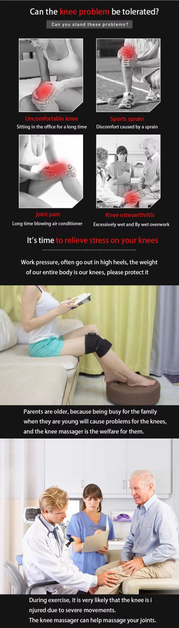 knee massager chargeable | Stress Relief Vibration Knee, Arm, Leg Massager Rechargeable